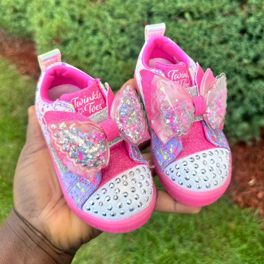 Skechers Twinkle Toes Toddler Girls Light Up Butterfly Sneakers Size 6 Shoes